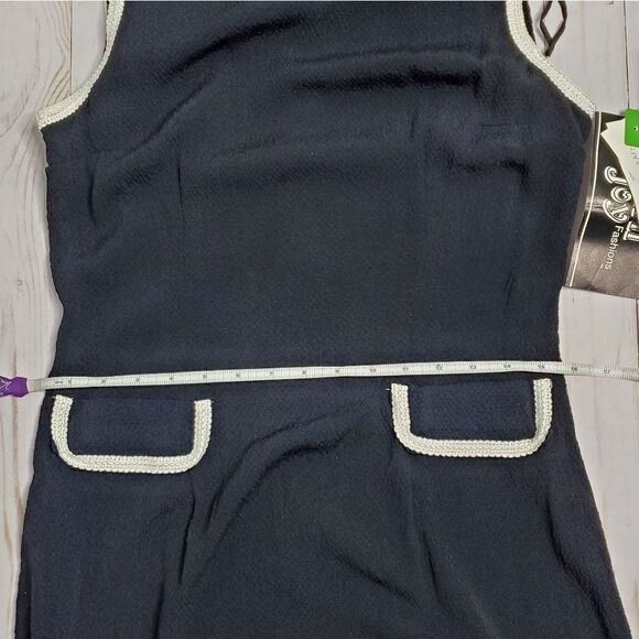 NEW VINTAGE 90s dress Dawn Joy black sleeveless‎ crinkle shift M - Picture 8 of 8